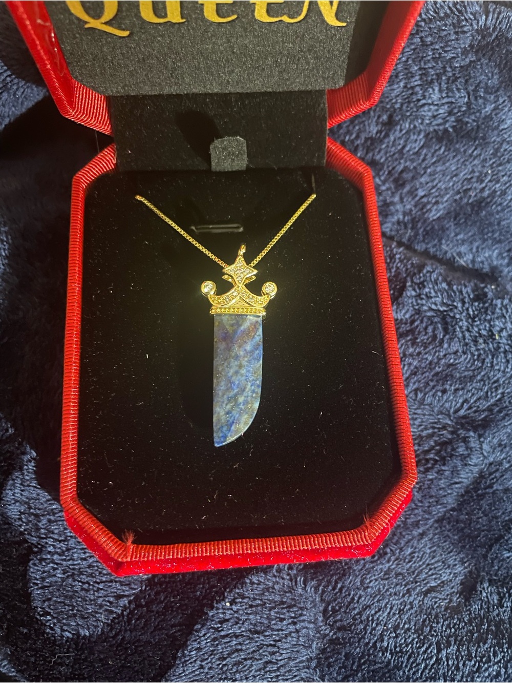 Genuine Opaque Sapphire Dagger Pendant with Necklace